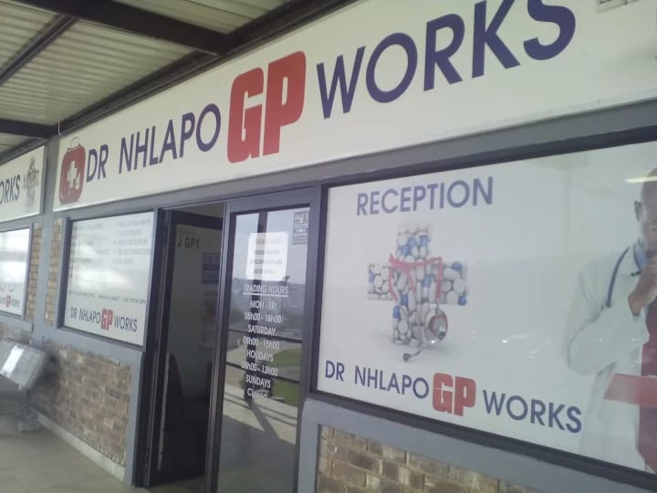 Dr Nhlapo GP Works practice entrance and reception in Diepkloof, Soweto